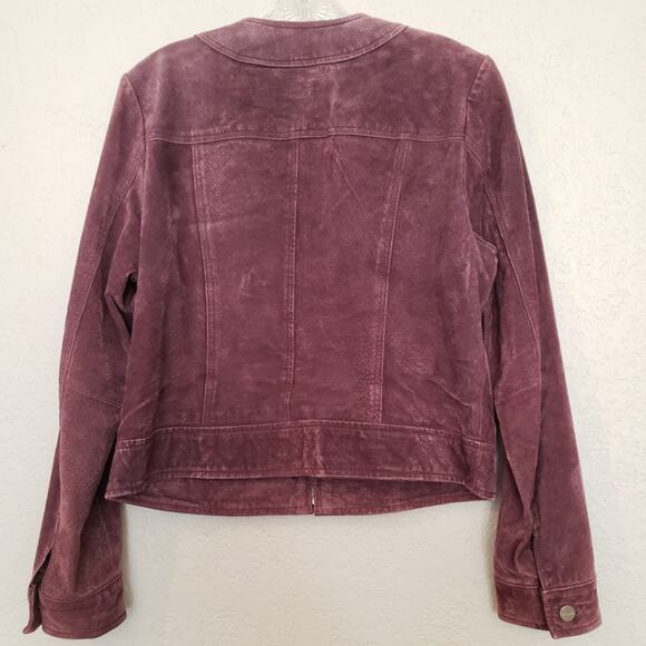 Bernardo Leather Jacket Amethyst Casual Crop Suede Long Sleeve - M - Picture 5 of 7